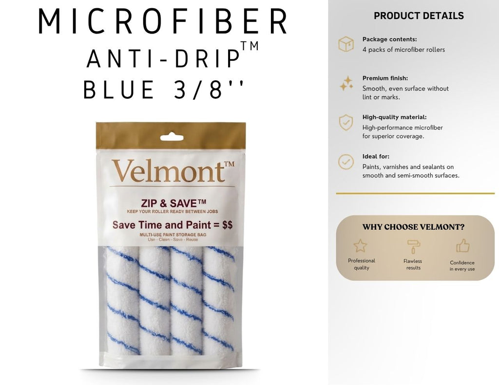 Microfiber - Anti-Drip Blue 3/8'' (Count of 4)